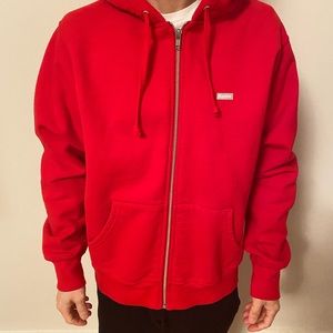 SUPREME reflective small box hooded zip up in red